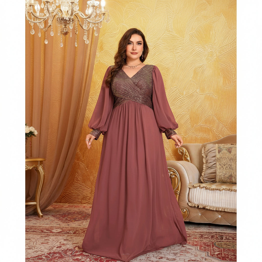 Vestido lentejuelas tornasol y falda chiffon