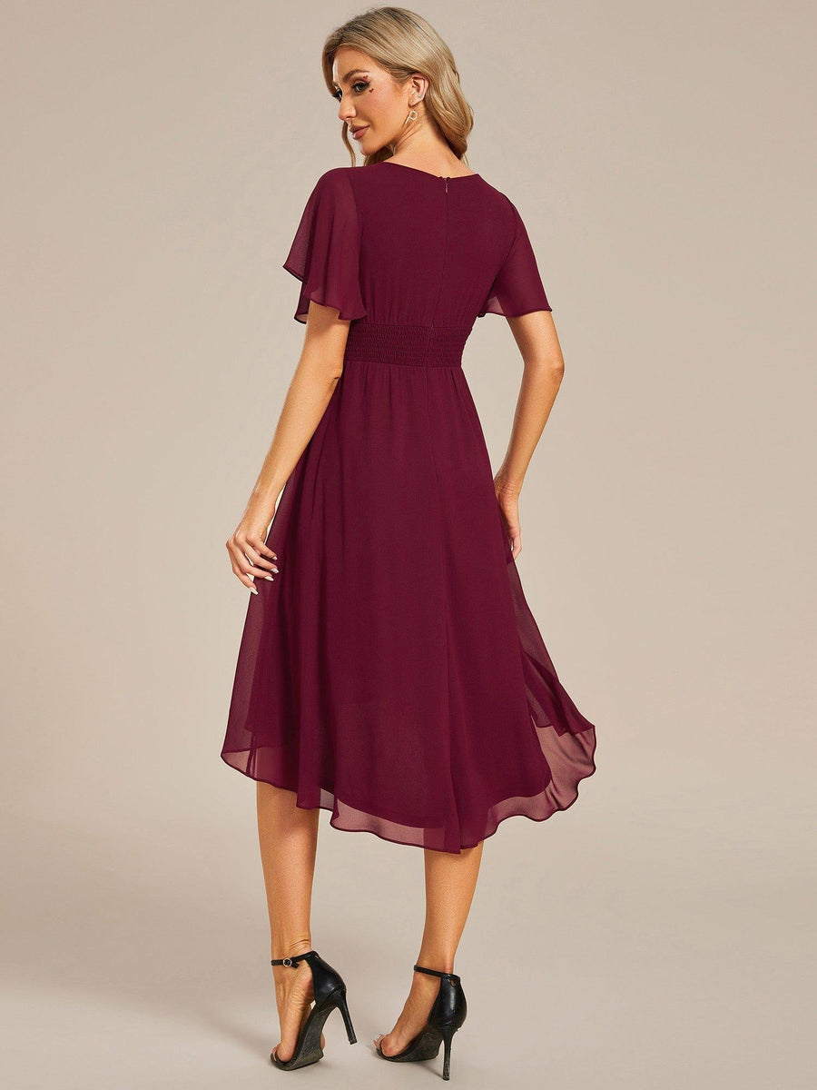 Vestido vino formal manga corta