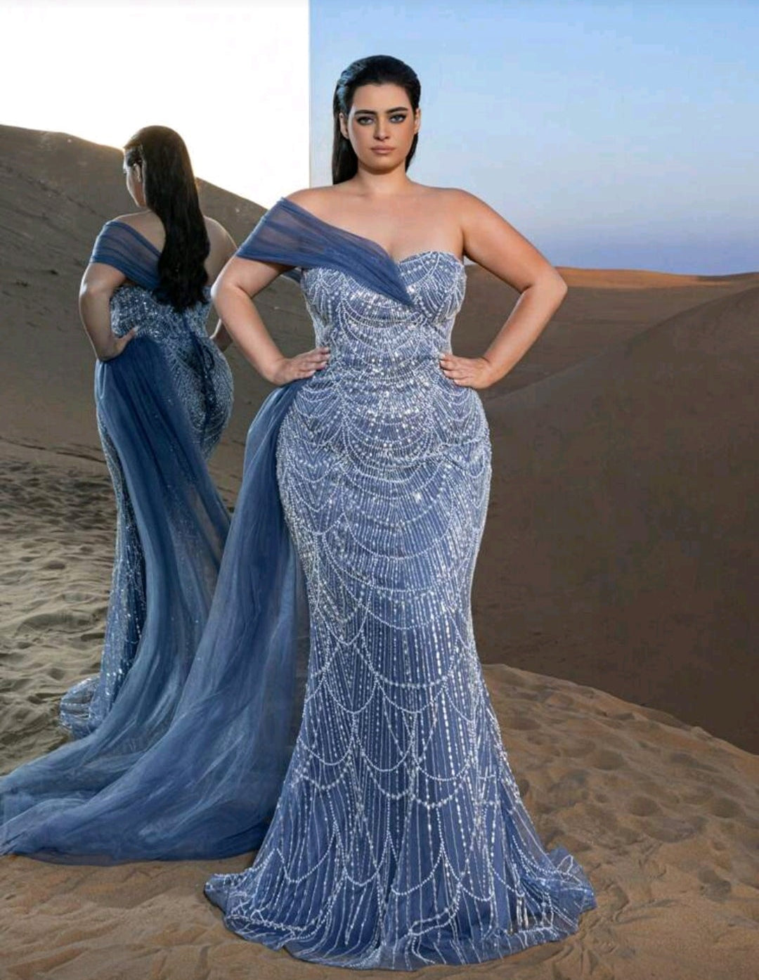 Vestido con pedrería corte sirena