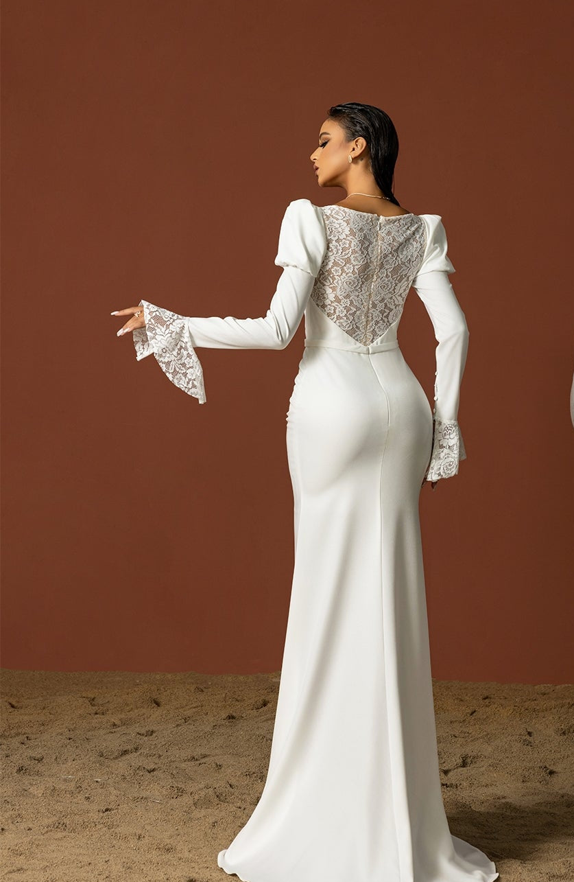 Vestido de Gala "Elegancia Atemporal" con Detalles en Encaje