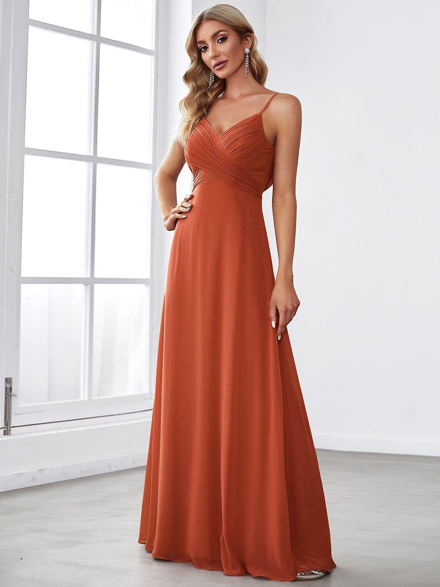 Vestido Terracota corte A con escote en V