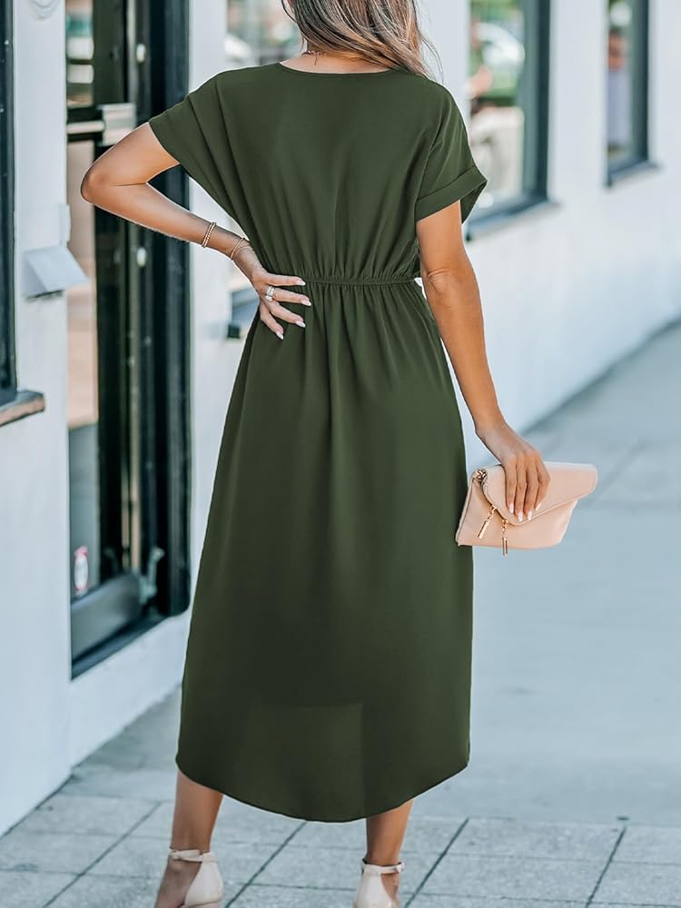 Vestido verde oliva midi