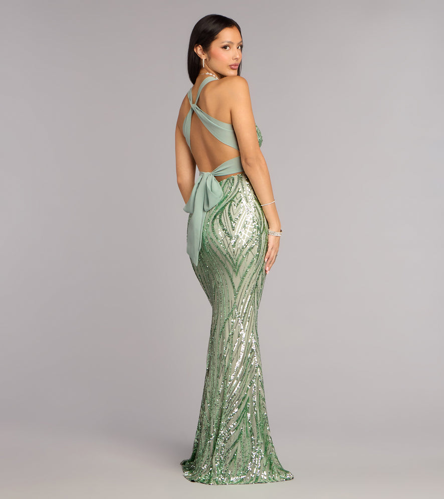 Vestido kate verde oliva lentejuelas espalda abierta