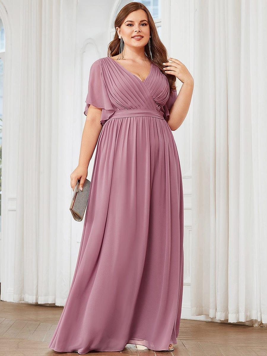 Vestido dusty pink con escote en V corte A