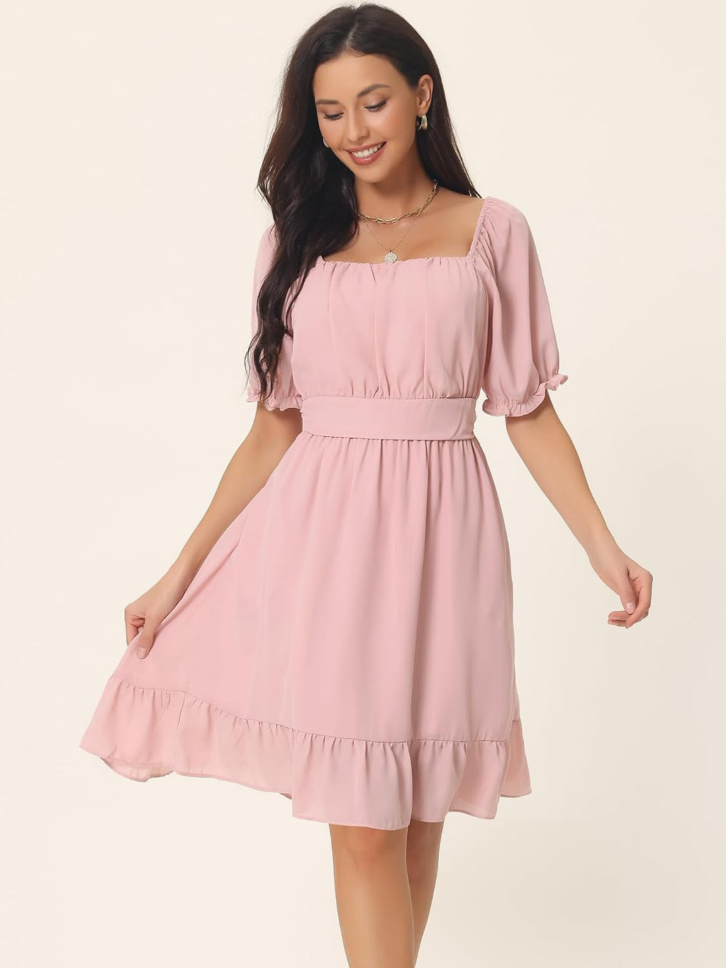 Vestido rosado casual midi
