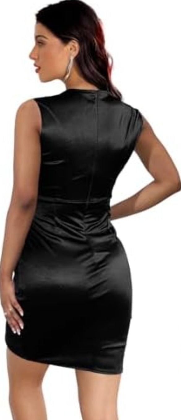Vestido negro mini satinado