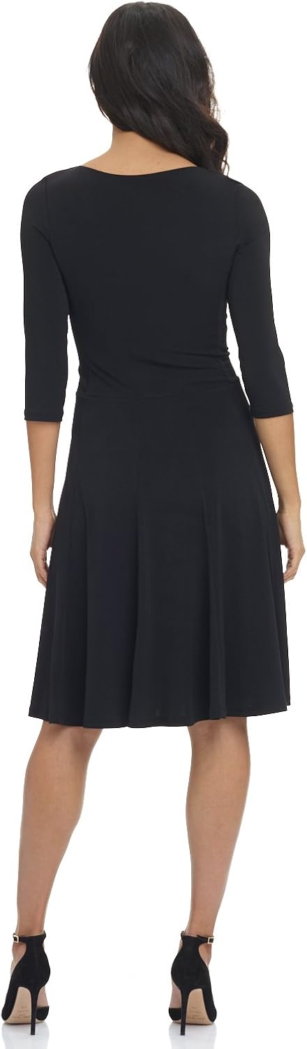 Vestido negro formal midi manga 3/4