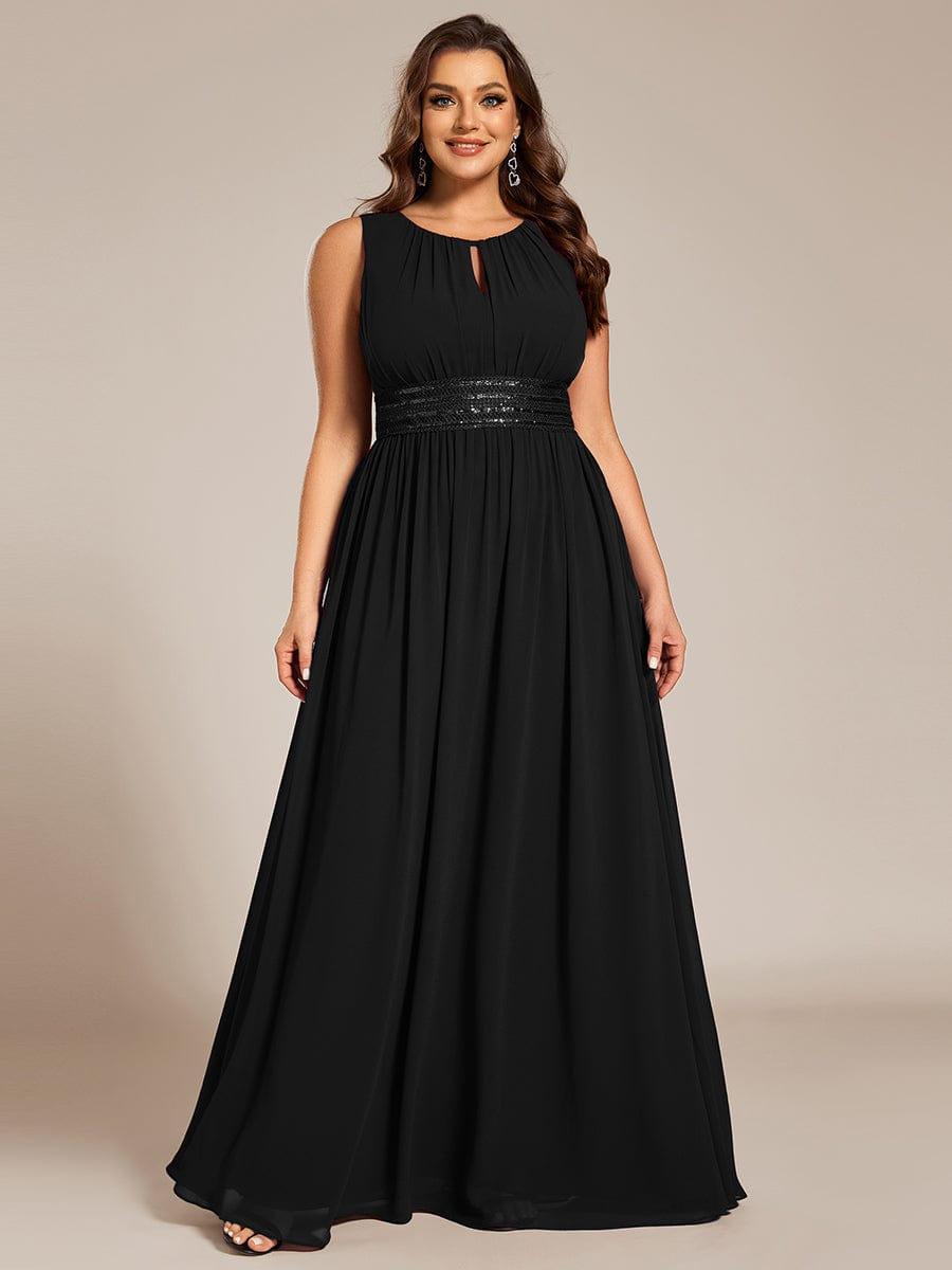 Vestido negro sin manga corte A