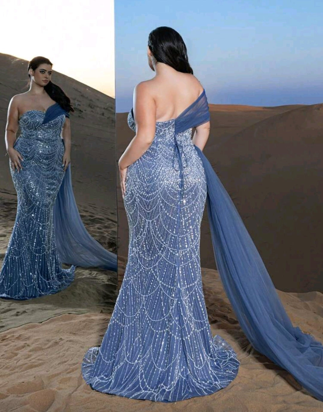 Vestido con pedrería corte sirena