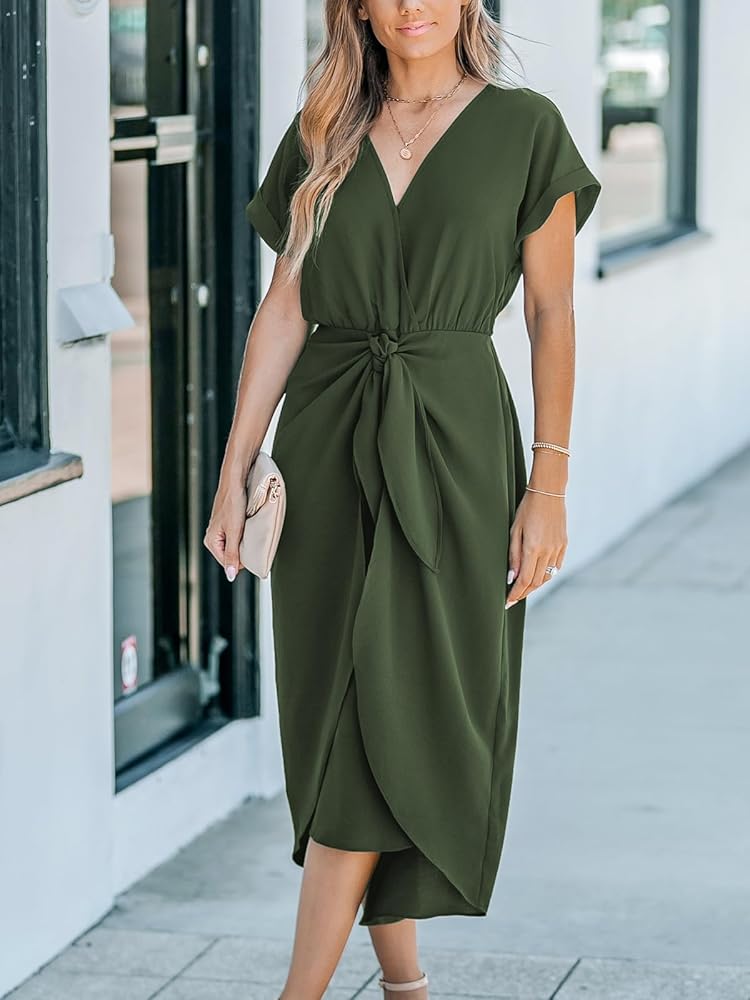 Vestido verde oliva midi