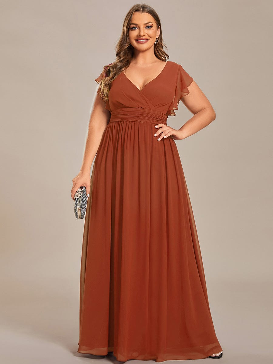Vestido Terracota con escote en V y espalda semi abierta