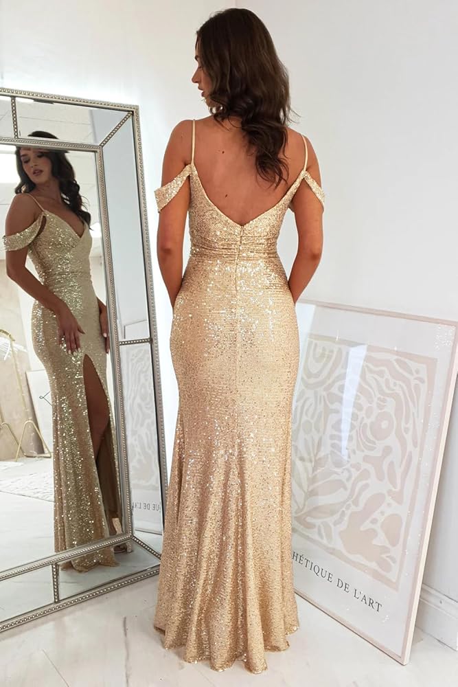 Vestido morado lentejuelas manga caída