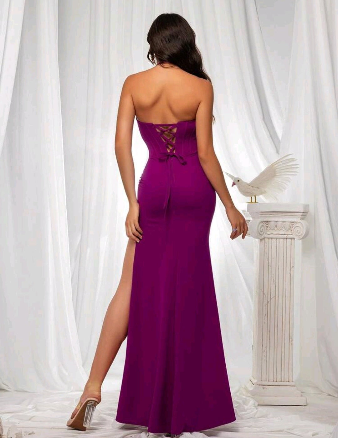 Vestido mangenta escote corazón
