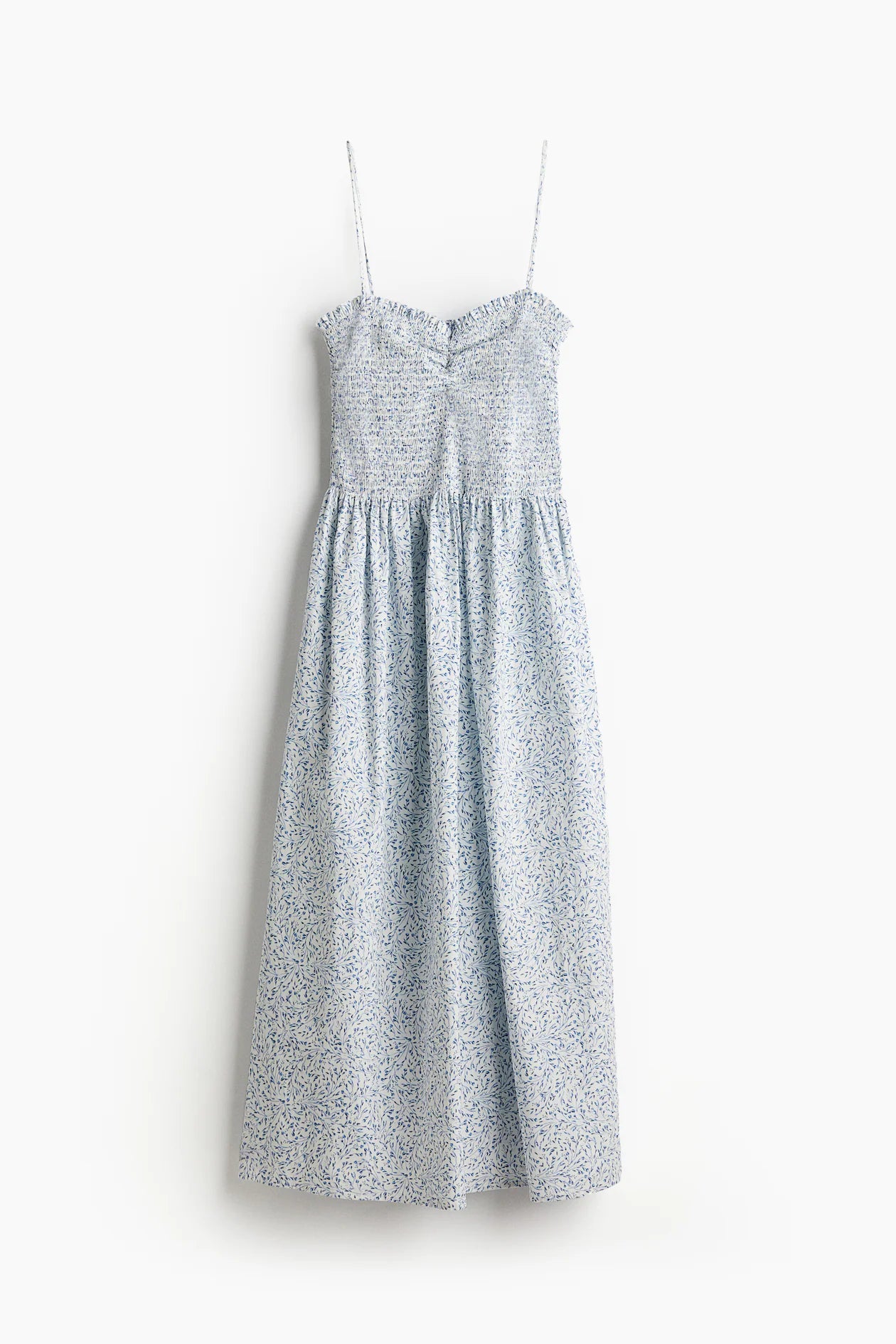 Vestido blanco con flores pequeñas celestes