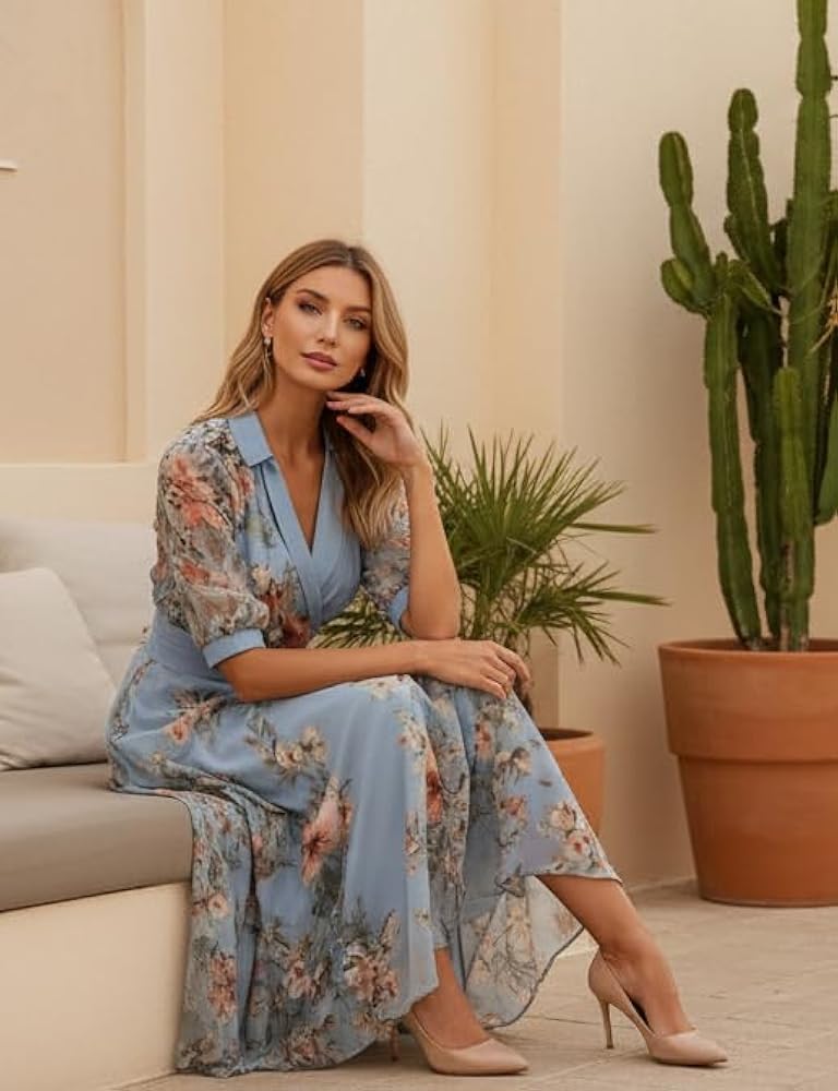 Vestido casual manga corta floral