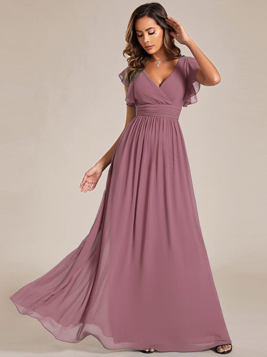 Vestido dusty pink con escote en V y espalda semi abierta