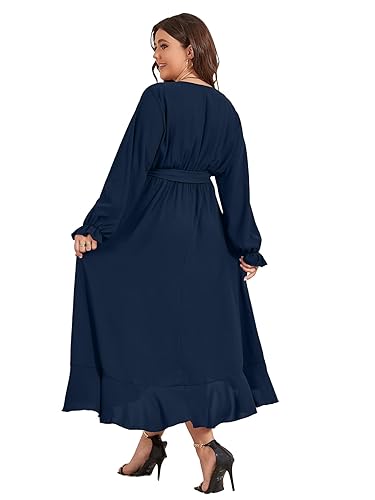 Vestido manga larga azul oscuro