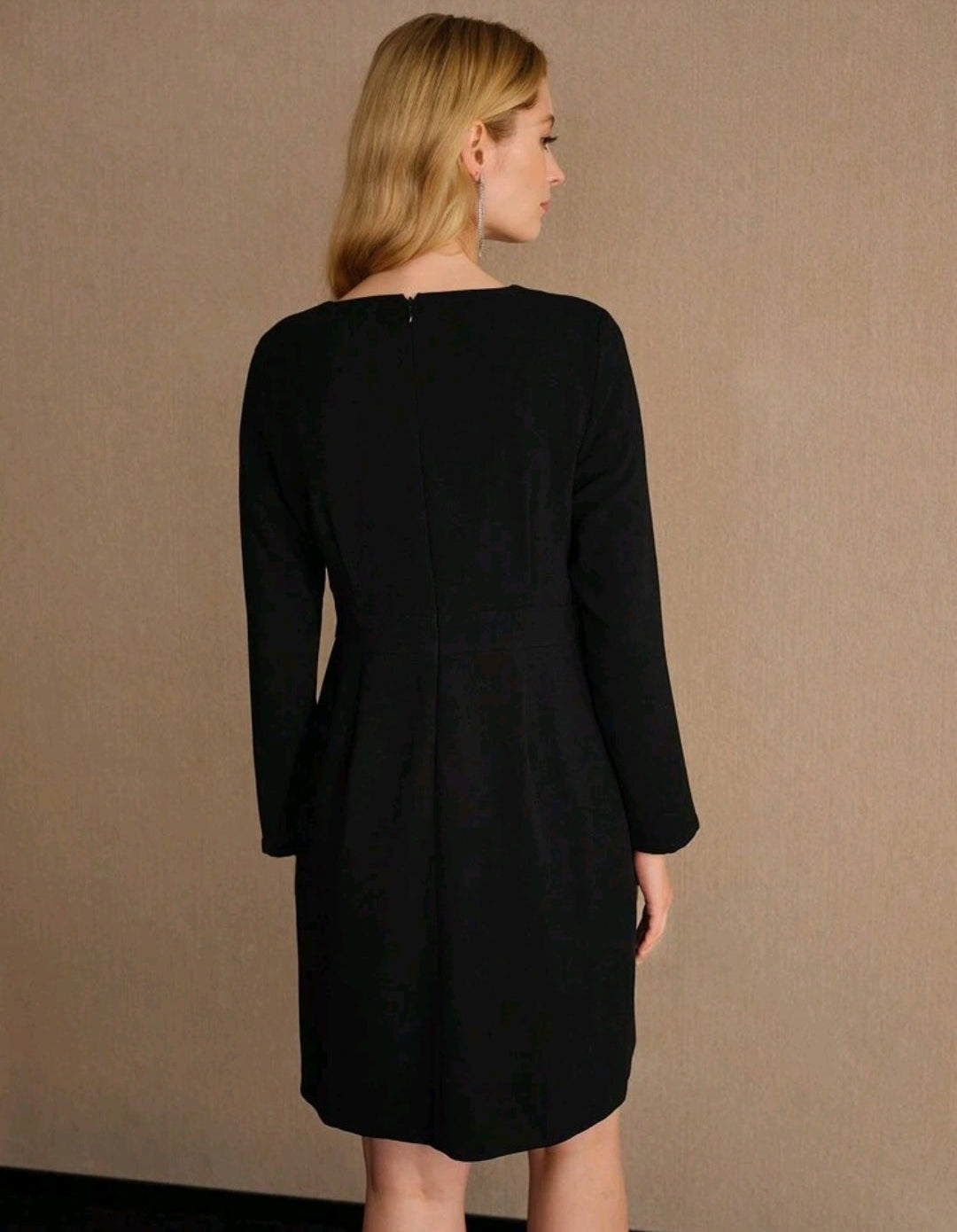 Vestido negro formal midi manga larga