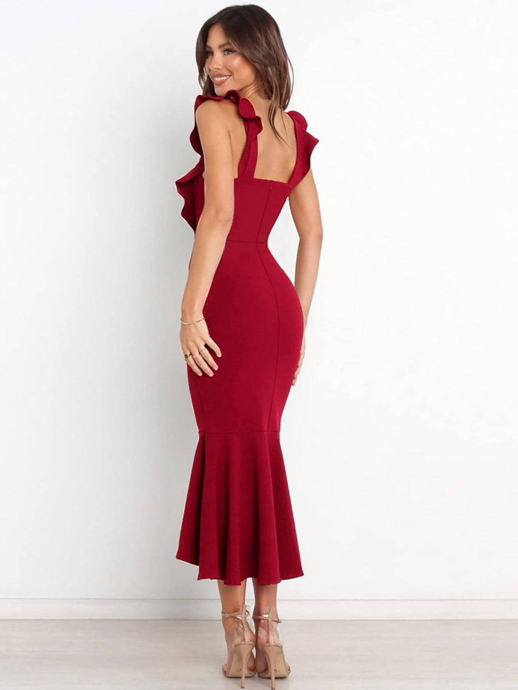Vestido rojo formal midi