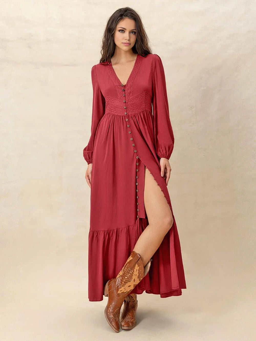 Vestido casual bohemio manga larga