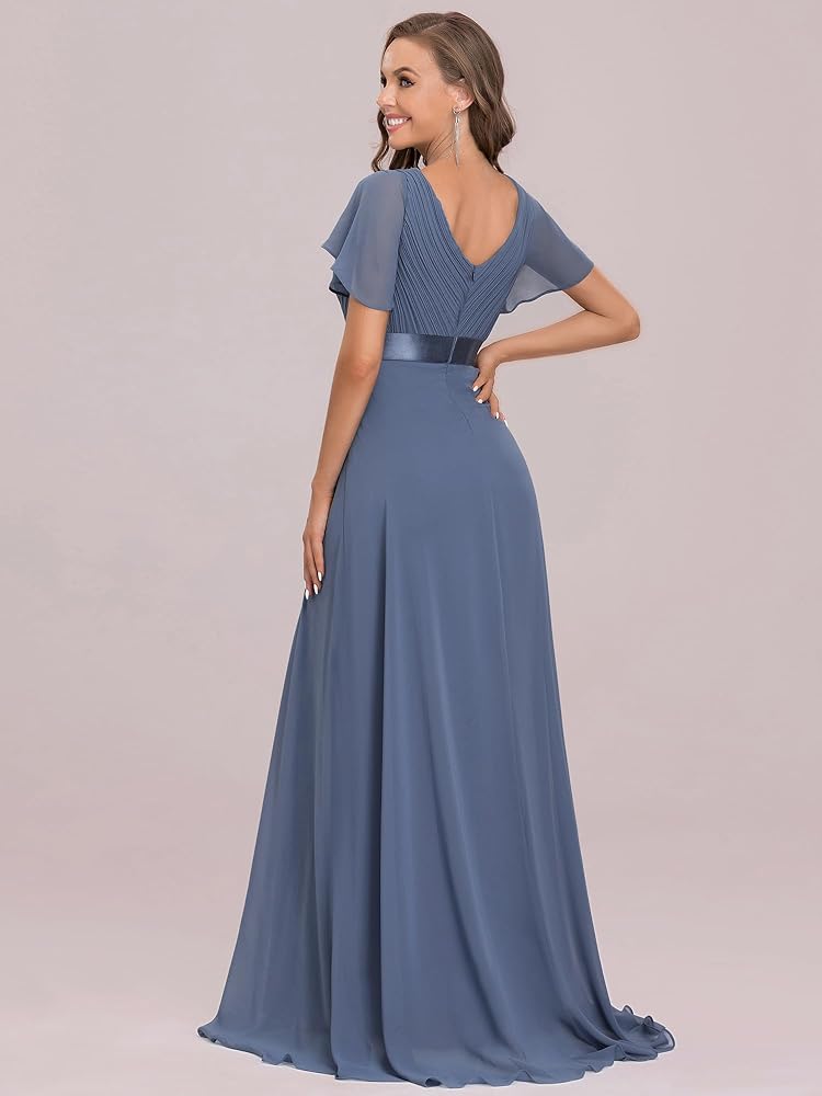 Vestido dusty blue oscuro corte A