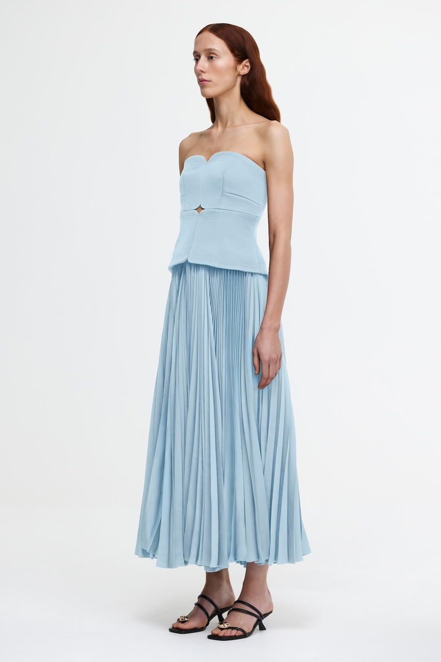 Vestido baby blue straple plisado
