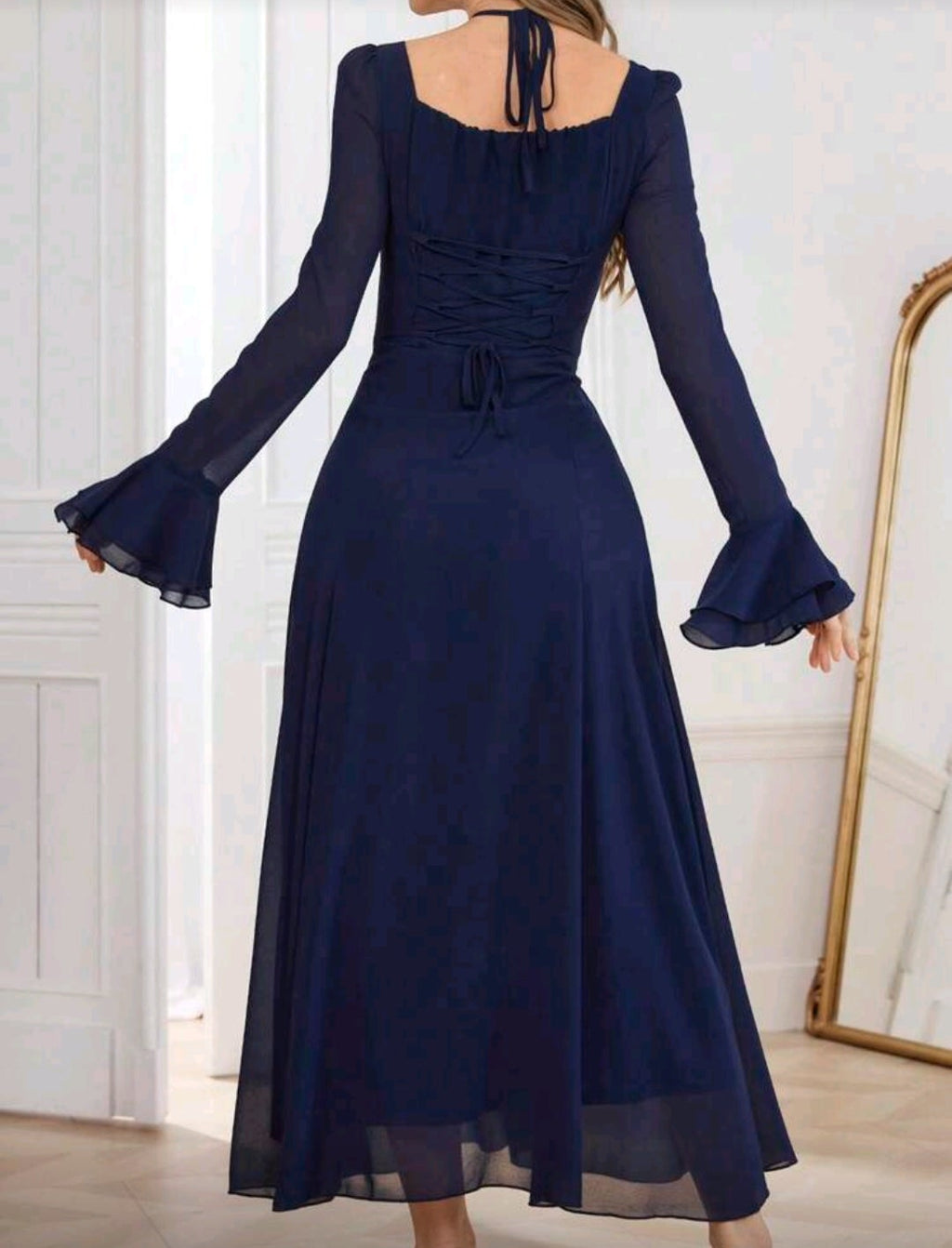 Vestido azul marino corte A
