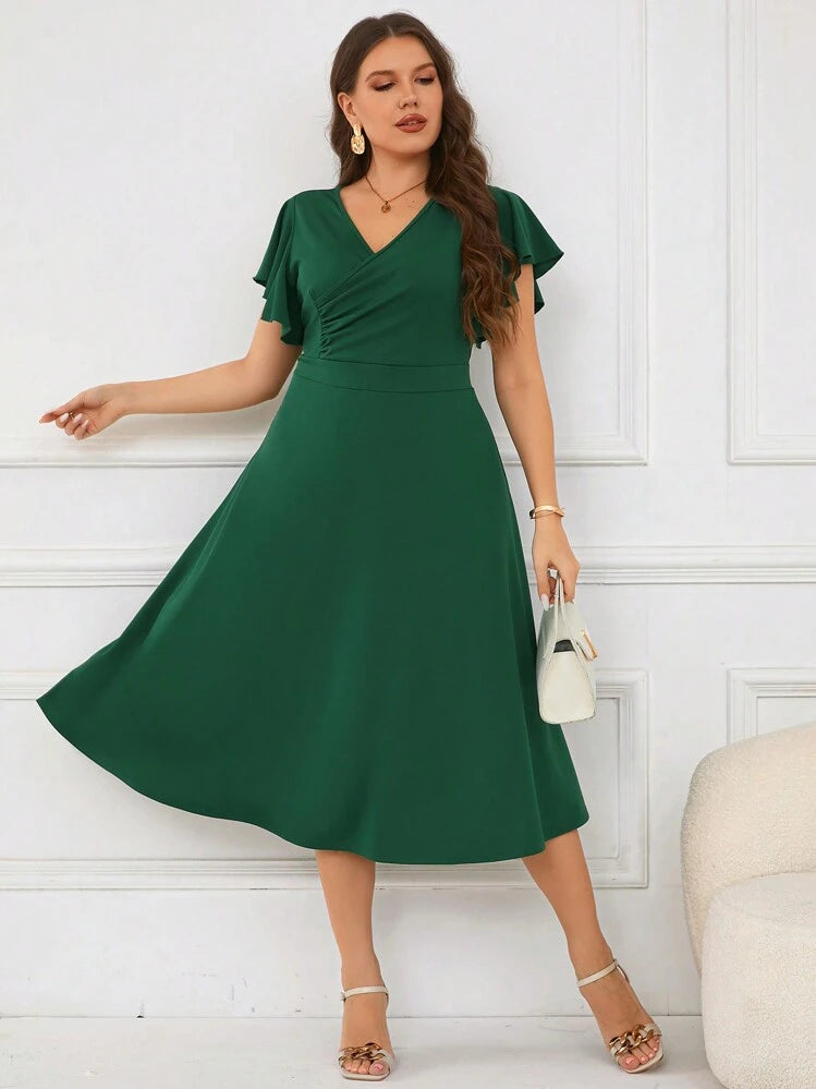 Vestido verde oscuro formal corte A
