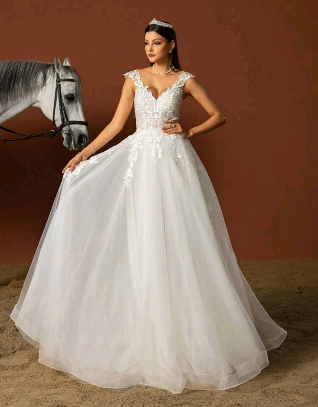 Vestido de Novia Cuento de Hadas – Elegancia Línea A con Encaje y Tul