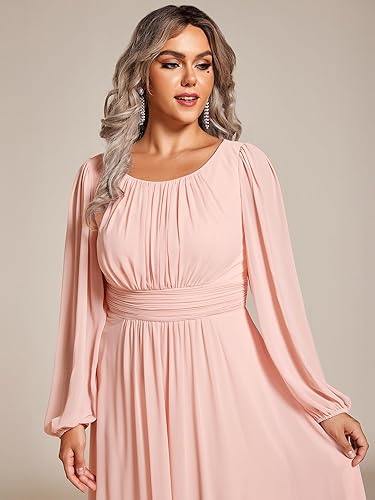 Vestido rosa manga larga