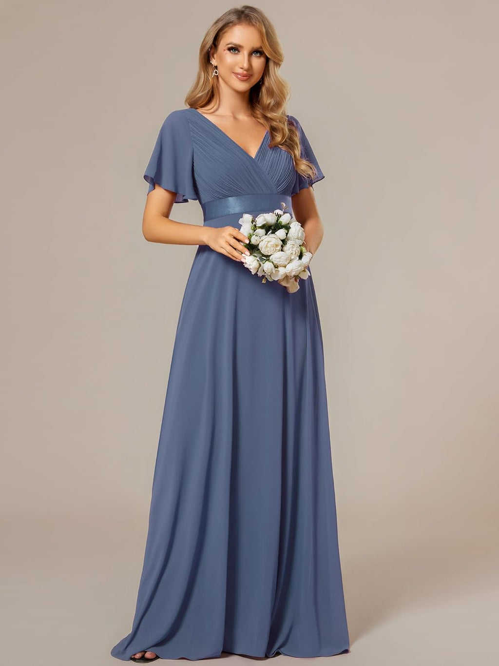 Vestido dusty blue oscuro corte A