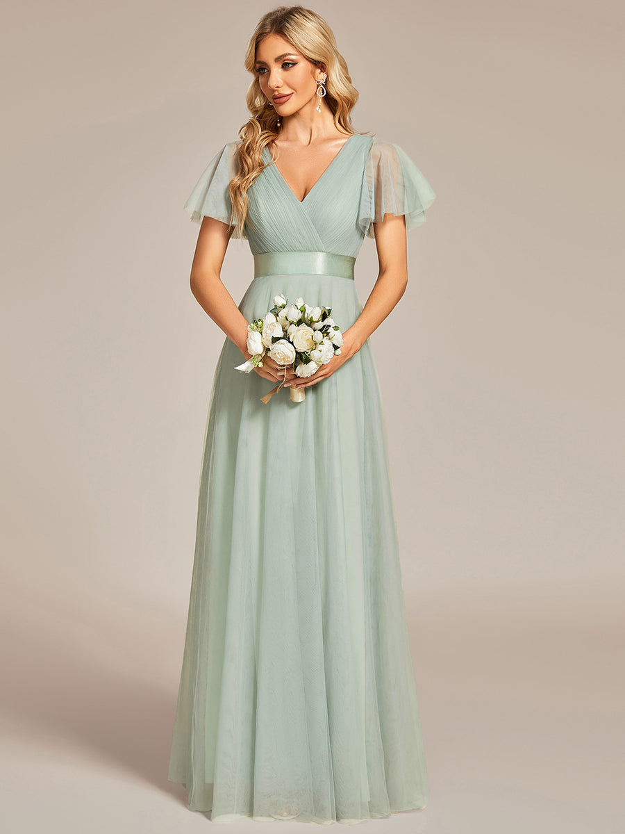 Vestido verde sage corte A de Tul