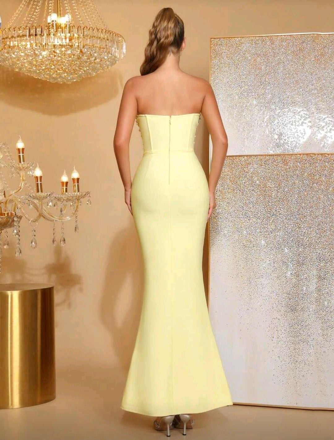 Vestido mantequilla strapls tipo faja