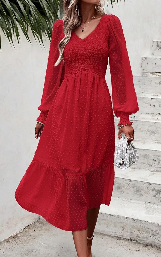 Vestido rojo manga larga