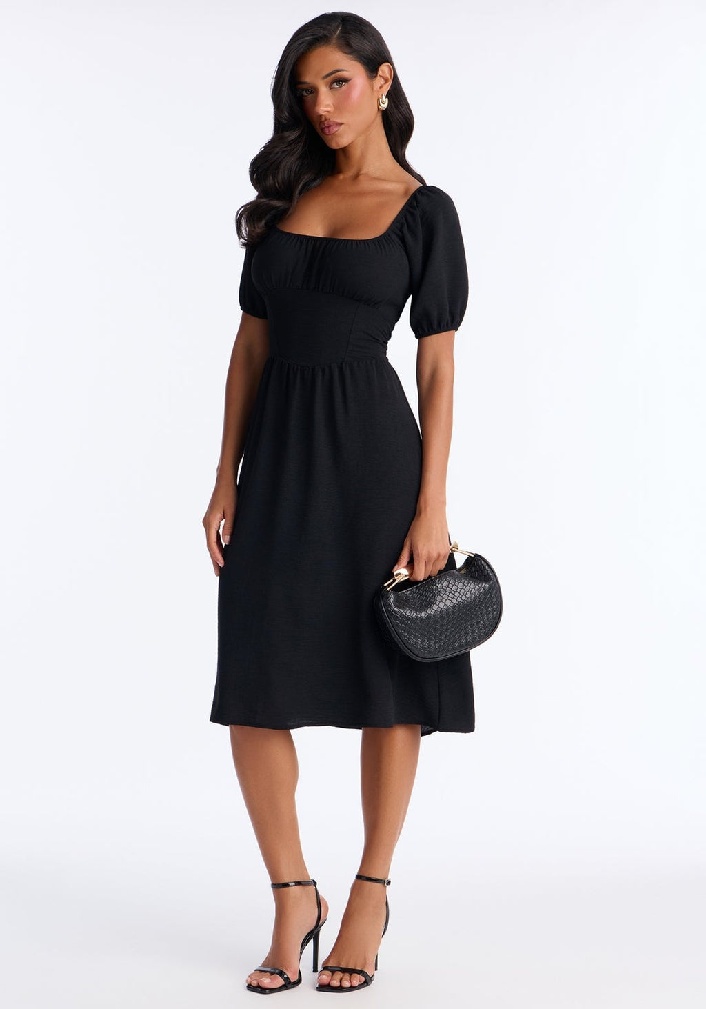 Vestido negro casual midi