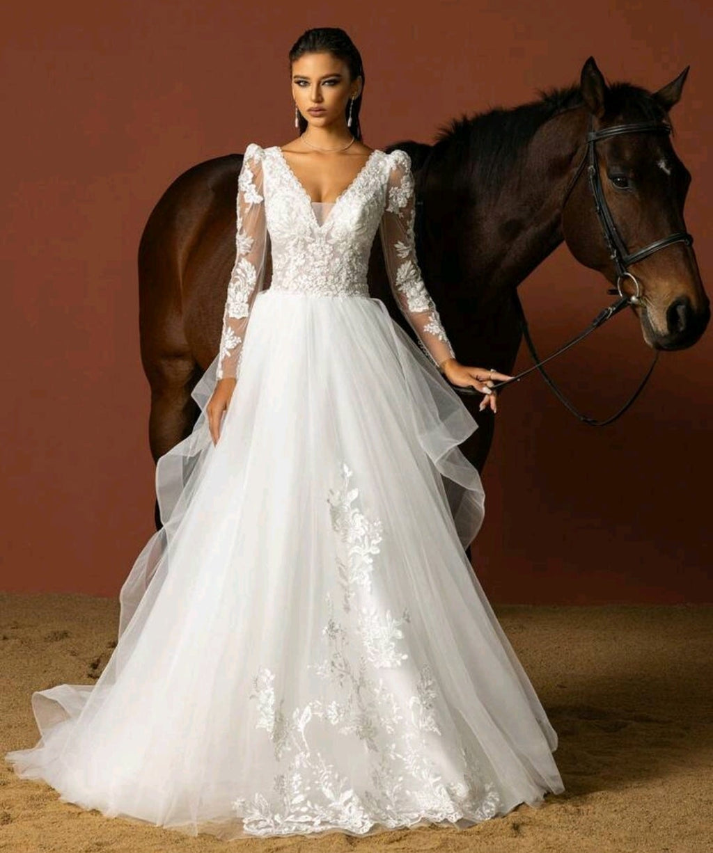 Vestido de Novia "Encanto Galante" – Tulle y Encaje Floral