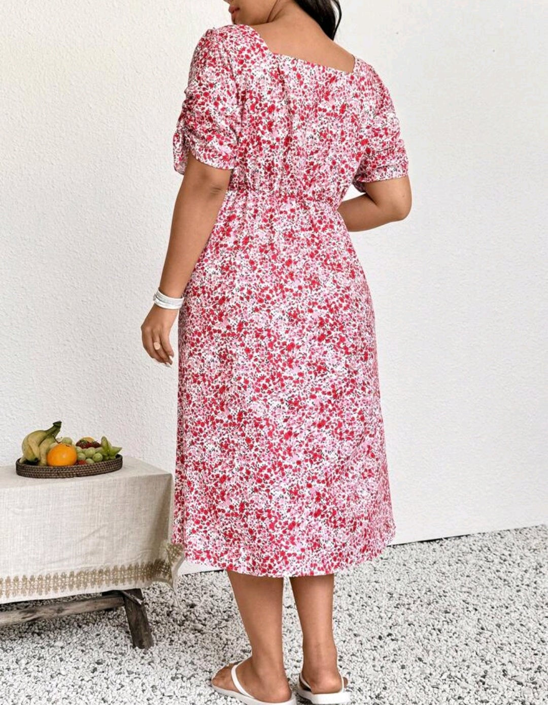 Vestido con estampado floral manga corta