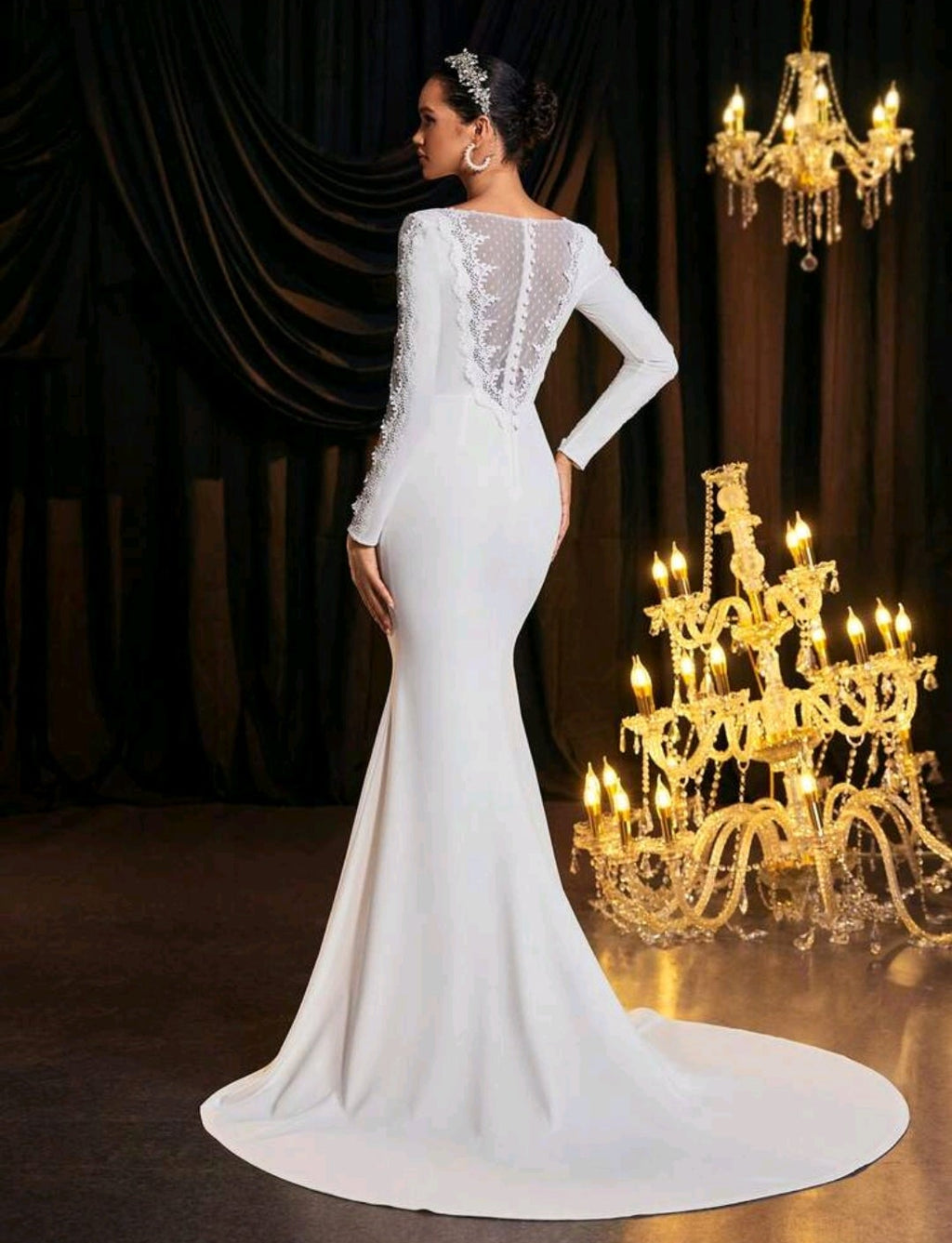 Vestido de Novia – Sirena Minimalista con Espalda de Ensueño