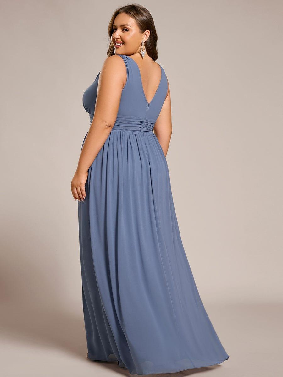 Vestido dusty blue tirante grueso corte A