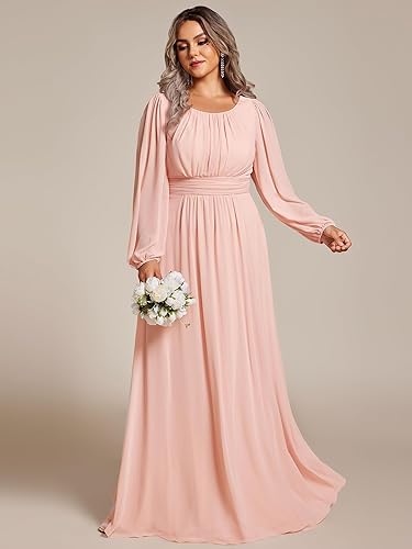 Vestido rosa manga larga
