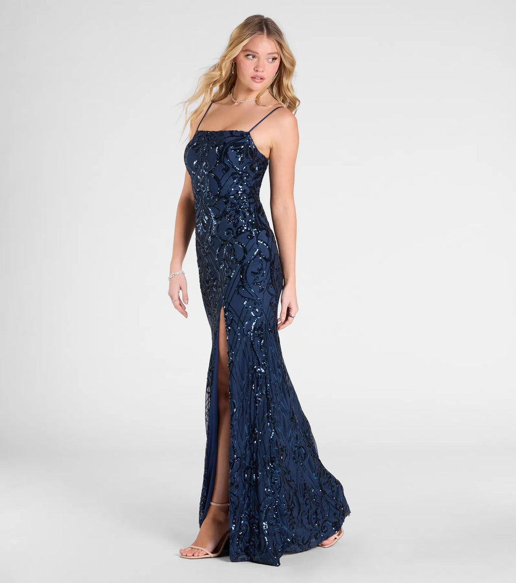 Vestido Jolie Azul marino de lentejuelas