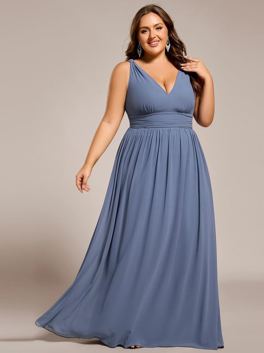 Vestido dusty blue tirante grueso corte A
