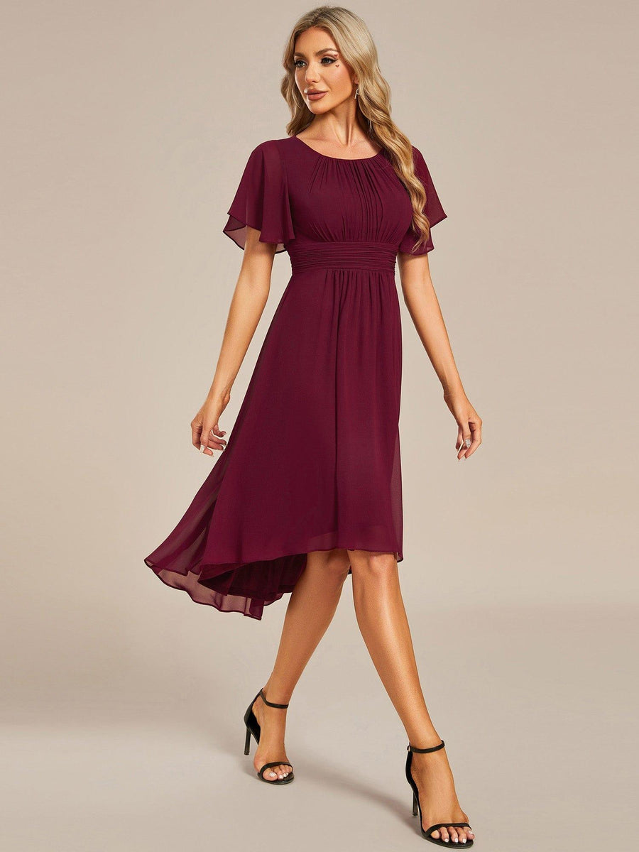 Vestido vino formal manga corta