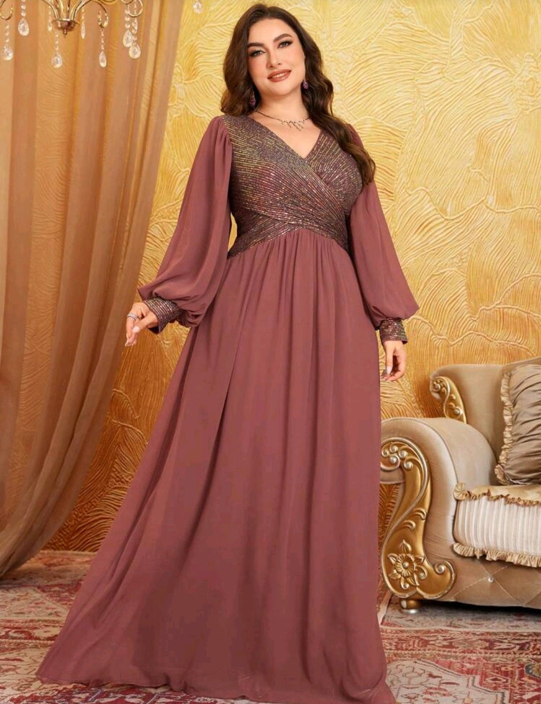 Vestido lentejuelas tornasol y falda chiffon