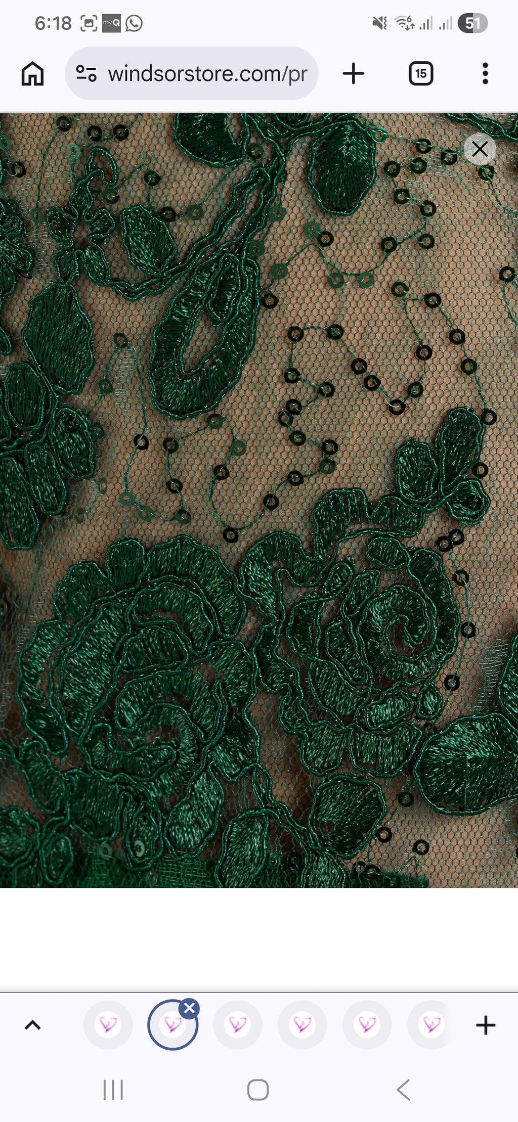 Vestido Dania verde esmeralda con aplicación encaje y transparencia