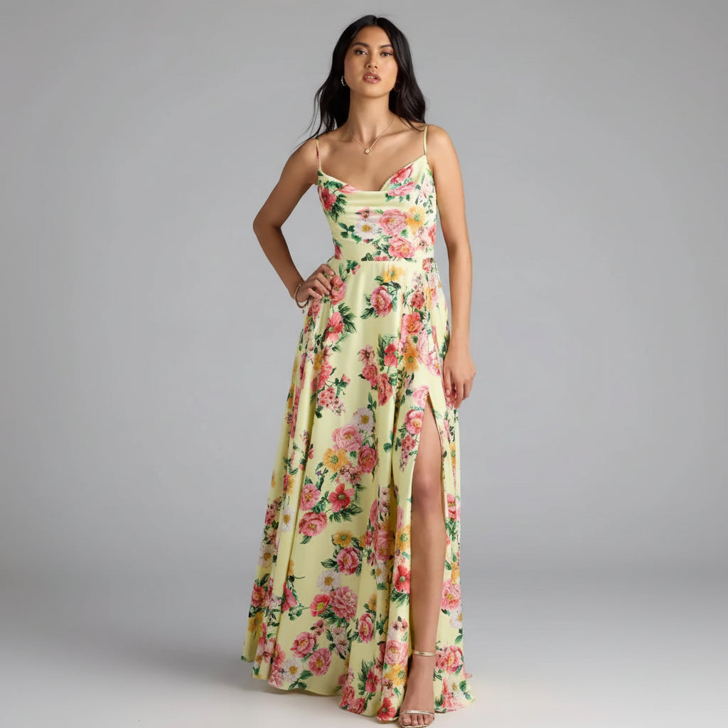 Vestido Robina con espalda abierta y abertura lateral