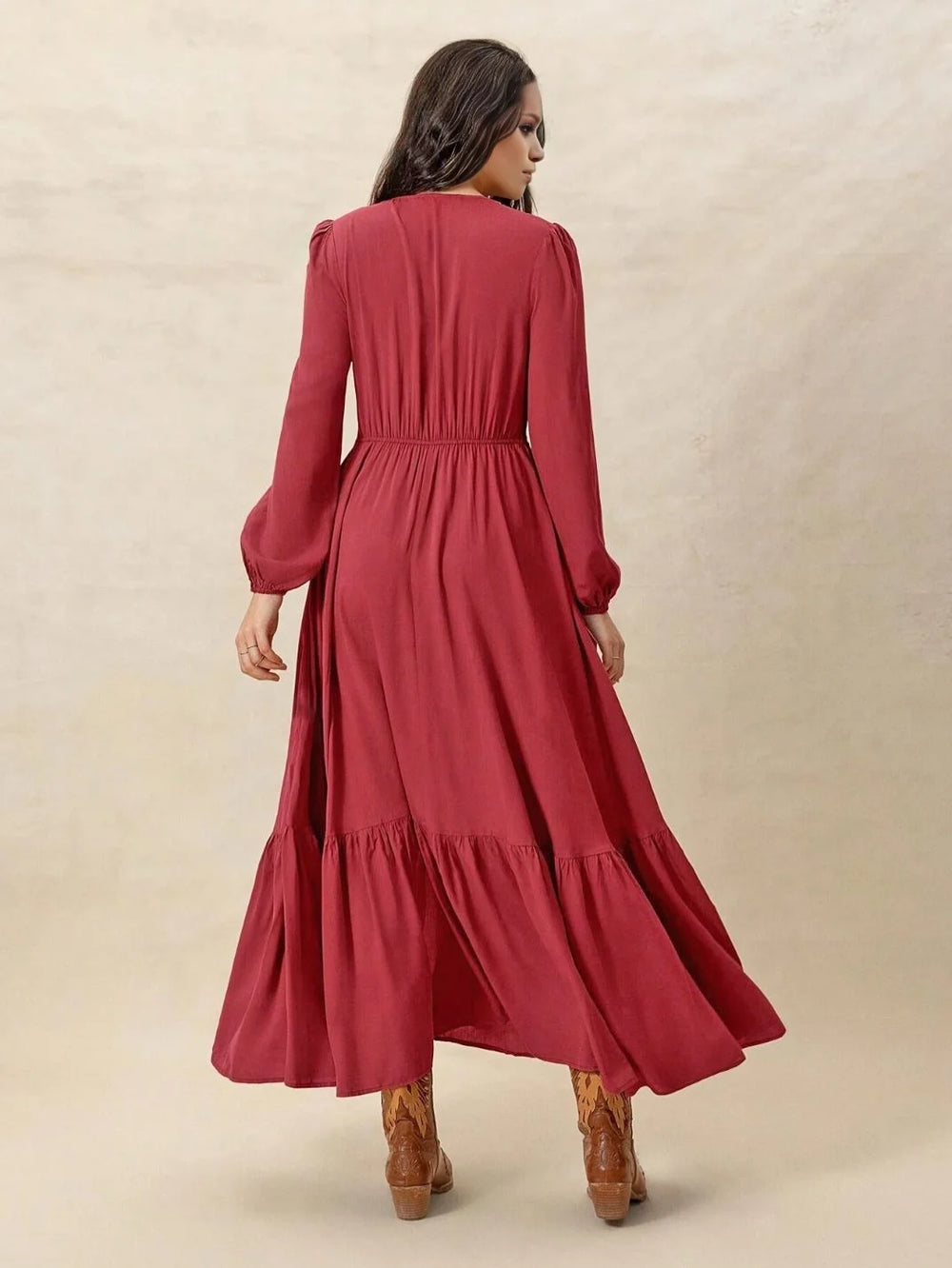 Vestido casual bohemio manga larga