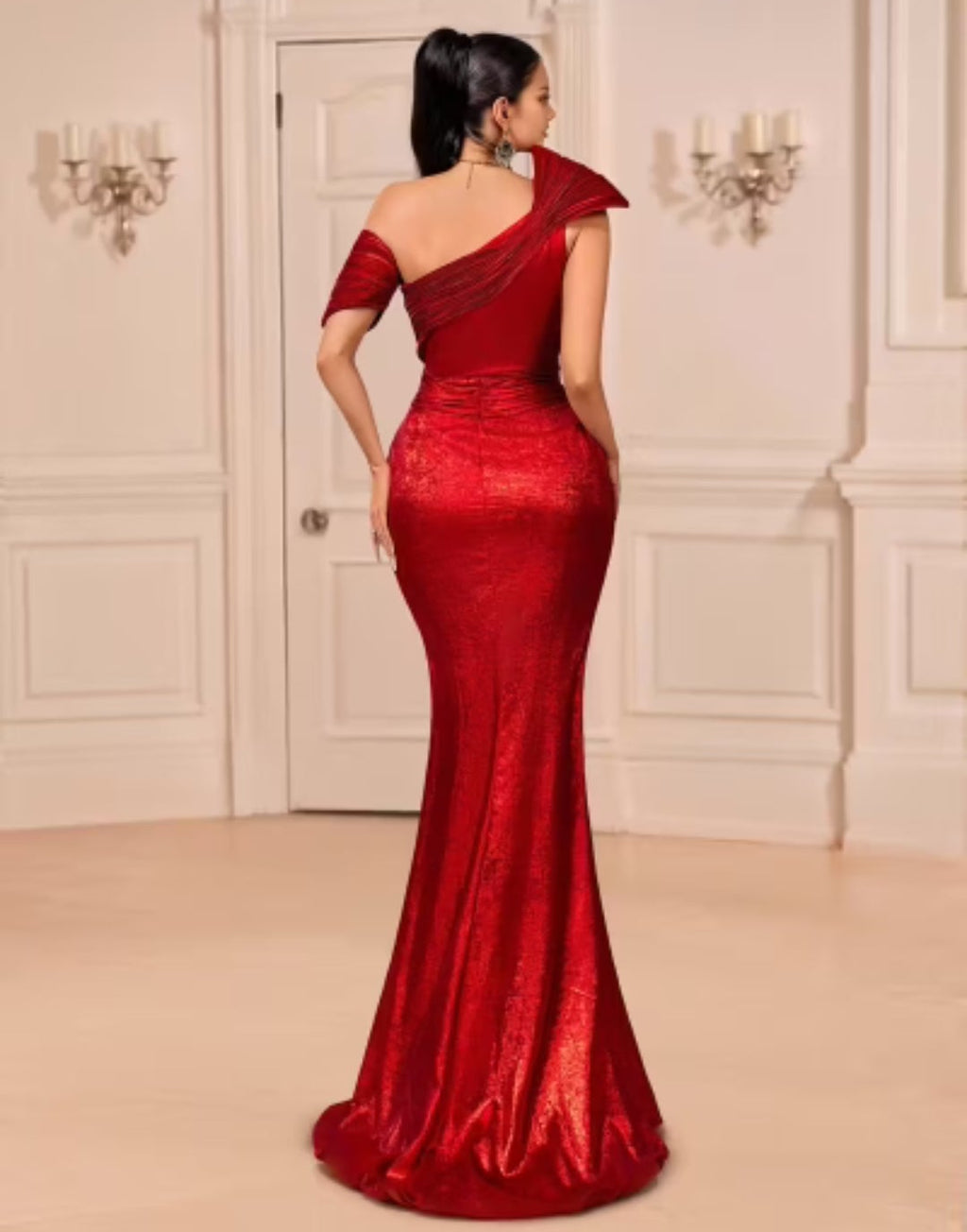 Vestido Gala vino rojizo
