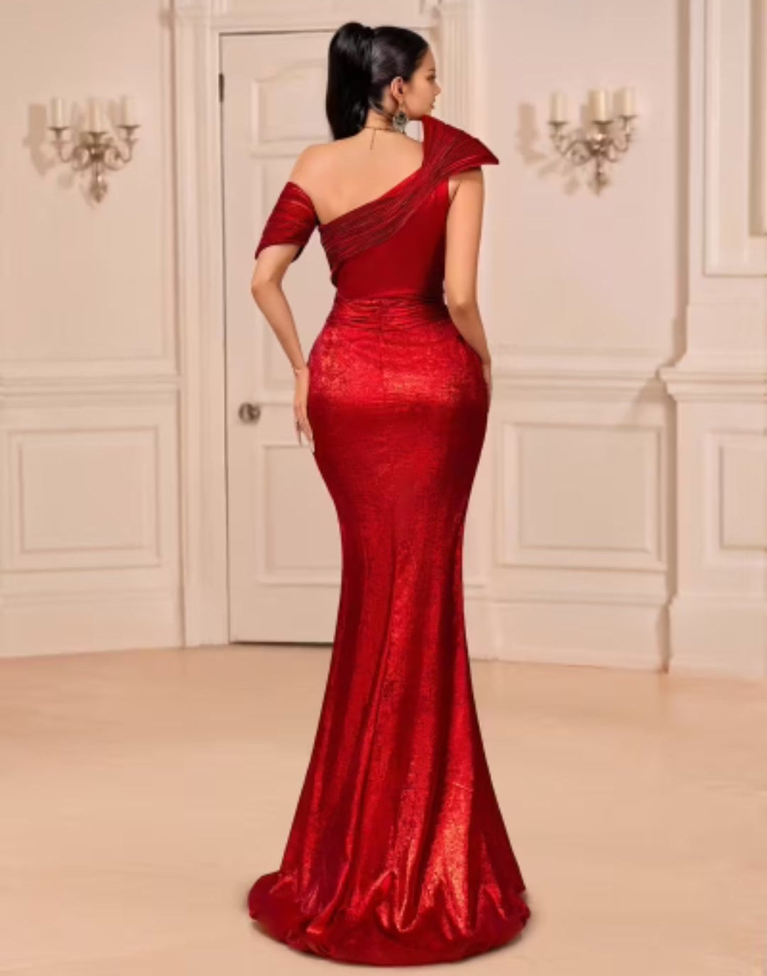 Vestido Gala vino rojizo