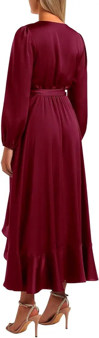 Vestido vino formal manga larga